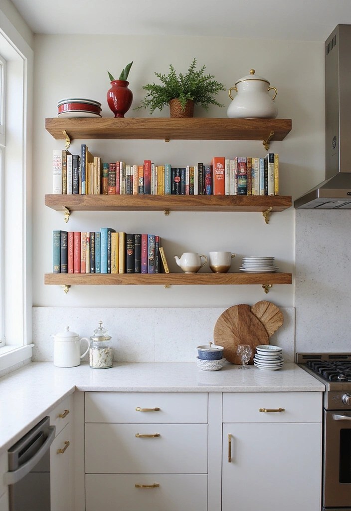 15 Ideas de Almacenamiento en la Cocina Que Te Harán Decir '¿Por Qué No Se Me Ocurrió Antes?!' - 11. Estantes para Libros de Cocina