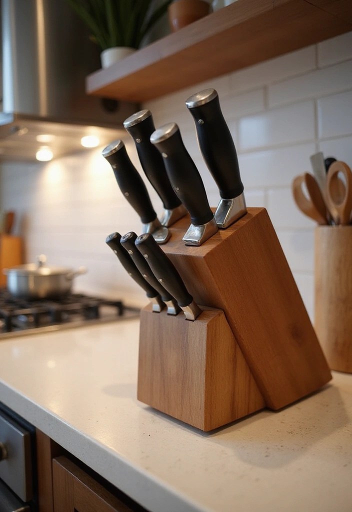 15 Ideas de Almacenamiento en la Cocina Que Te Harán Decir '¿Por Qué No Se Me Ocurrió Antes?!' - 13. Bloques de Cocina para Cuchillos